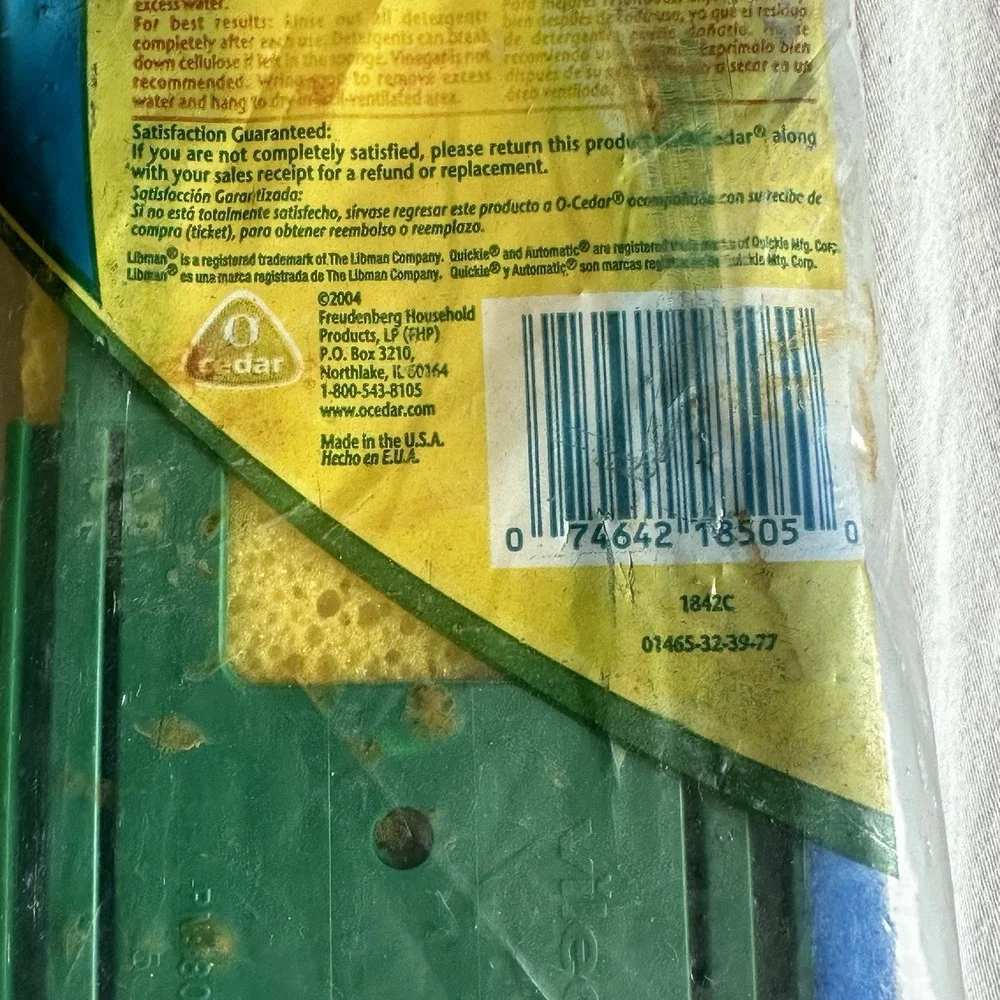 O CEDAR Big Easy Butterfly Sponge Mop Snap-on Refill w/ Scuff Eraser 1842C NOS
